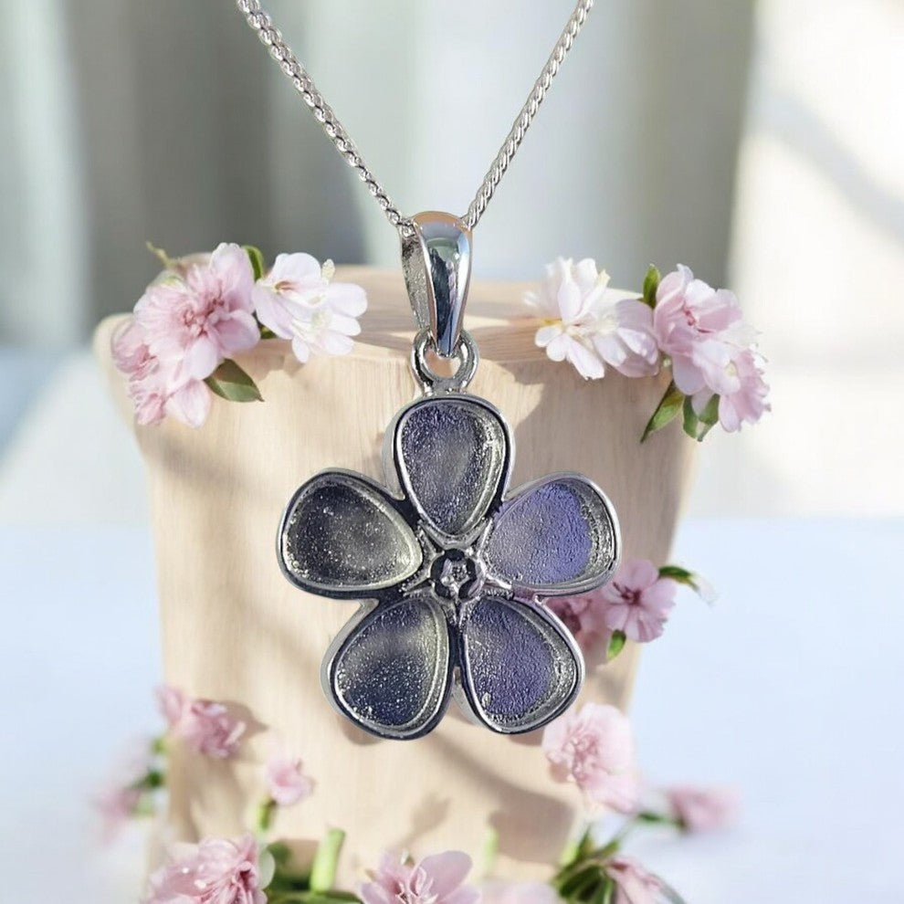 Pretty Solid Silver Forget Me Not Pendant