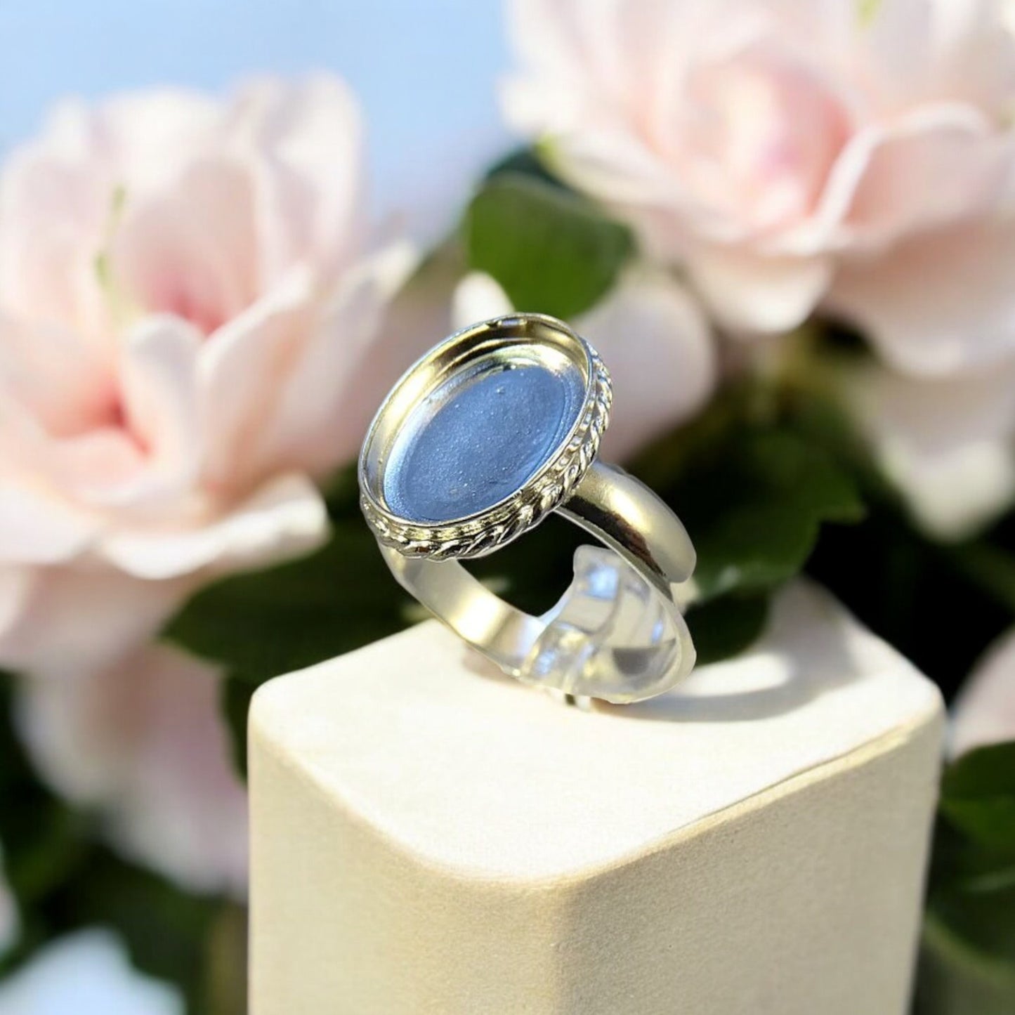 Solid 925 Silver Oval Rope Edge Ring