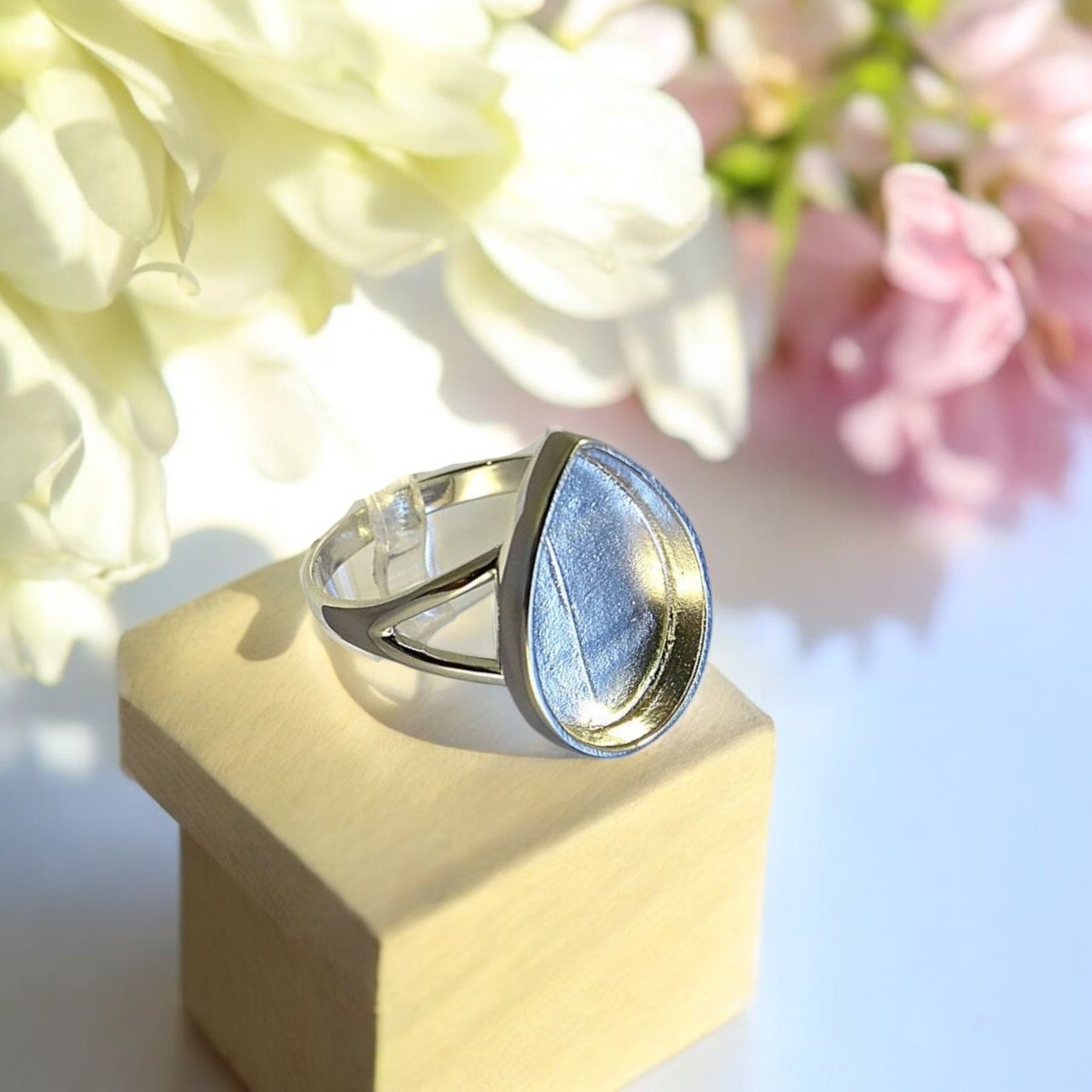 Solid 925 Silver Teardrop Ring