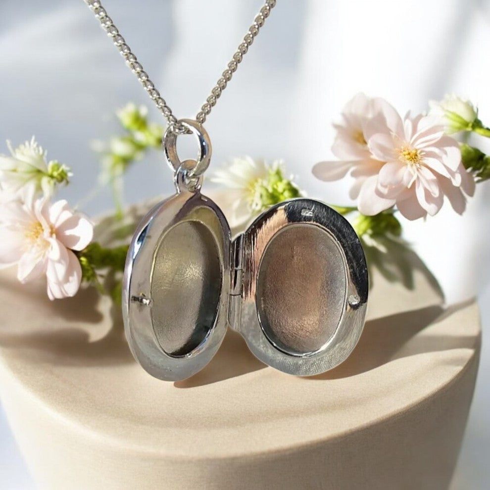 Solid 925 Silver wide edge Oval Locket