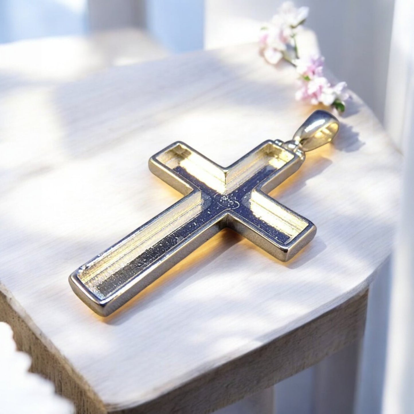 Heavy Solid Silver Open Cross