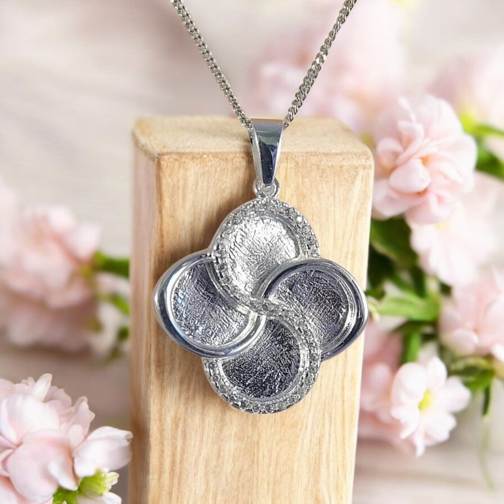 Solid 925 Silver Double Infinity Pendant With CZ