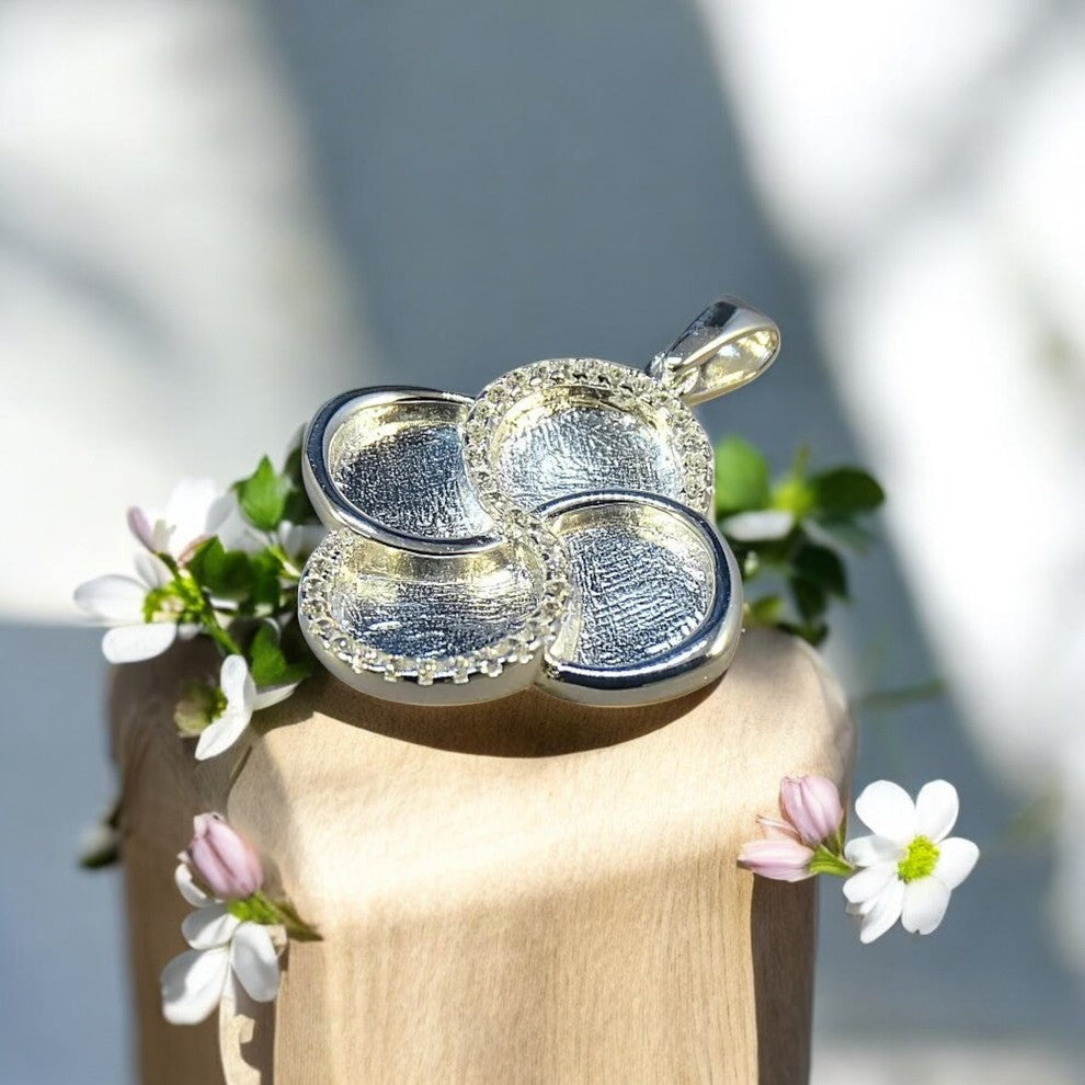 Solid 925 Silver Double Infinity Pendant With CZ