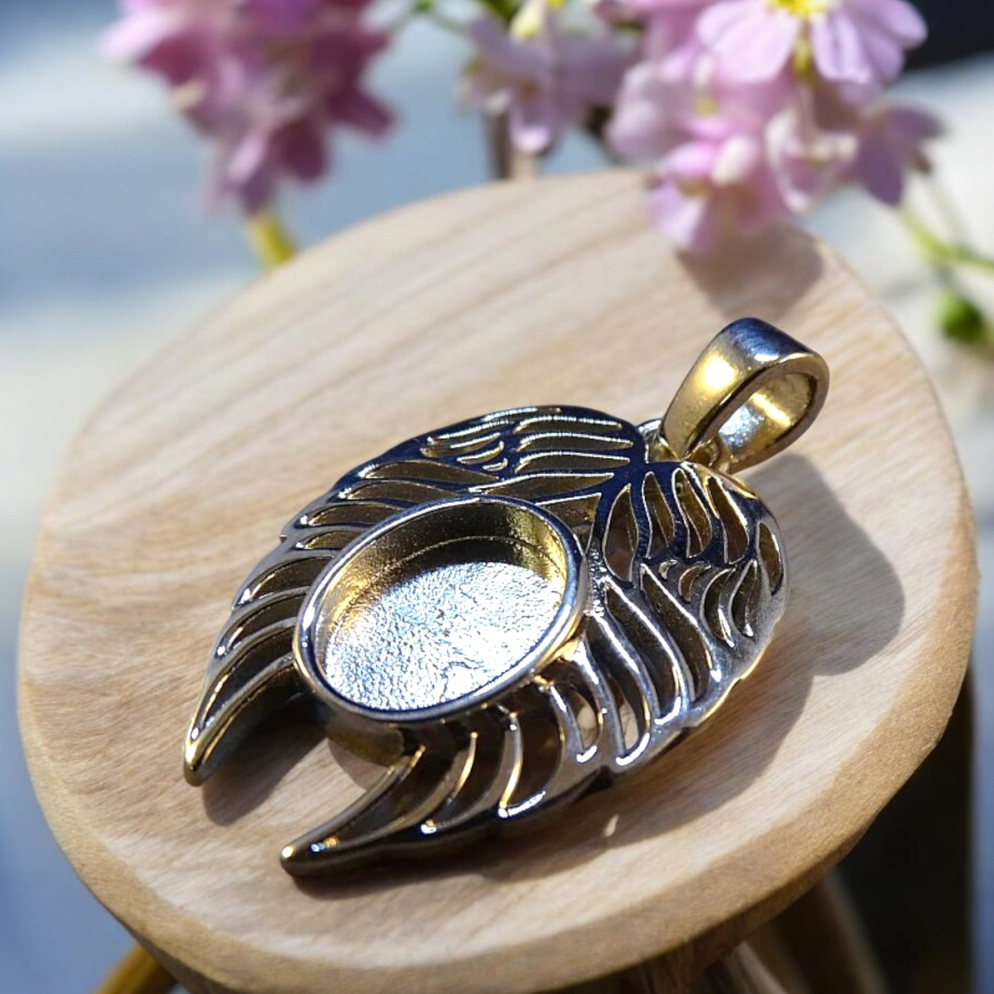 Angelic solid silver angel wings pendant