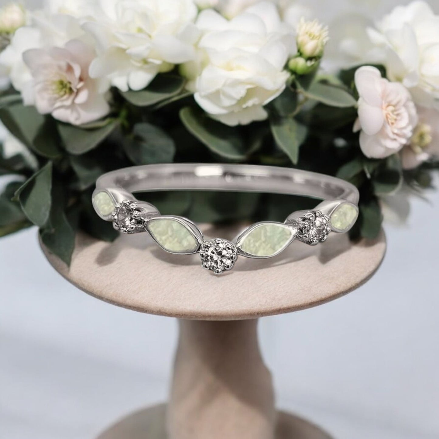 Half Wishbone CZ Marquise 925 Silver Ring