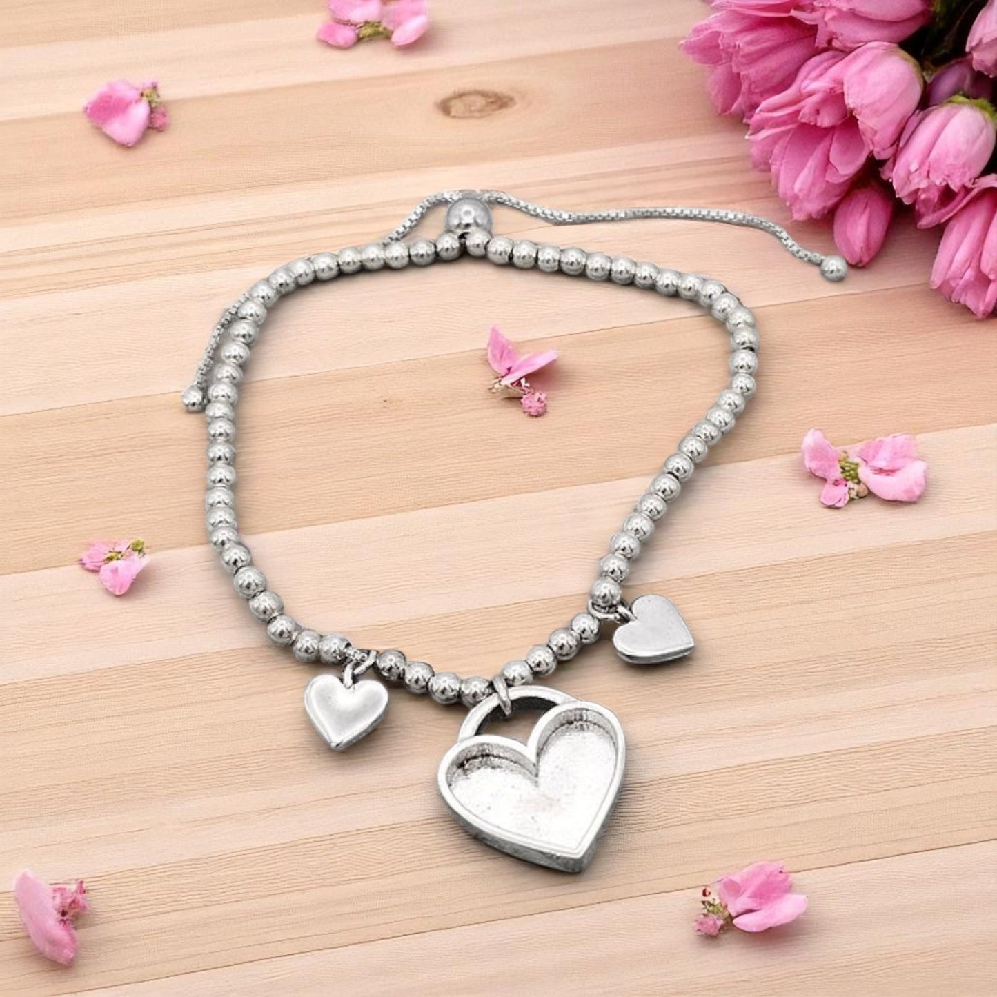 Triple Heart Beaded Bracelet