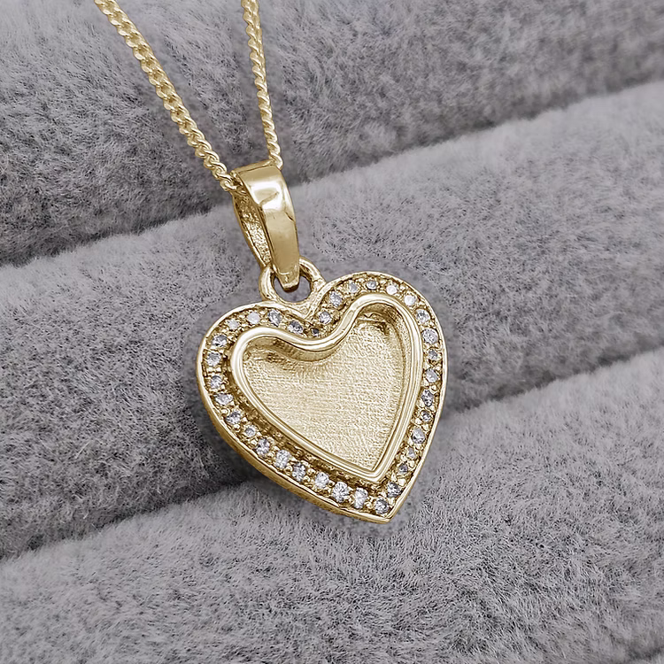 9ct Gold Cushion Heart Pendant with CZ Stones **MADE TO ORDER**