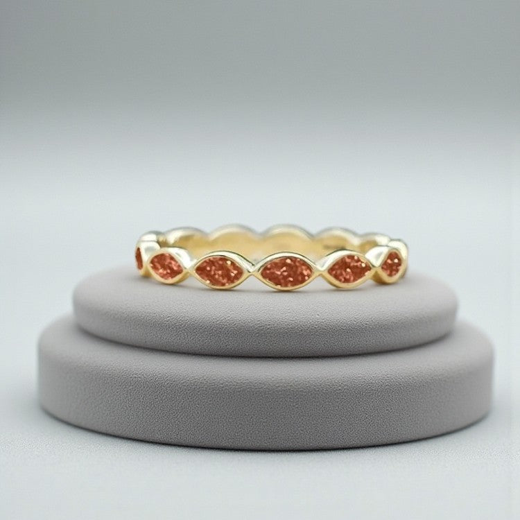 9ct gold full band almond keepsake ring, handcrafted in Lancashire, UK