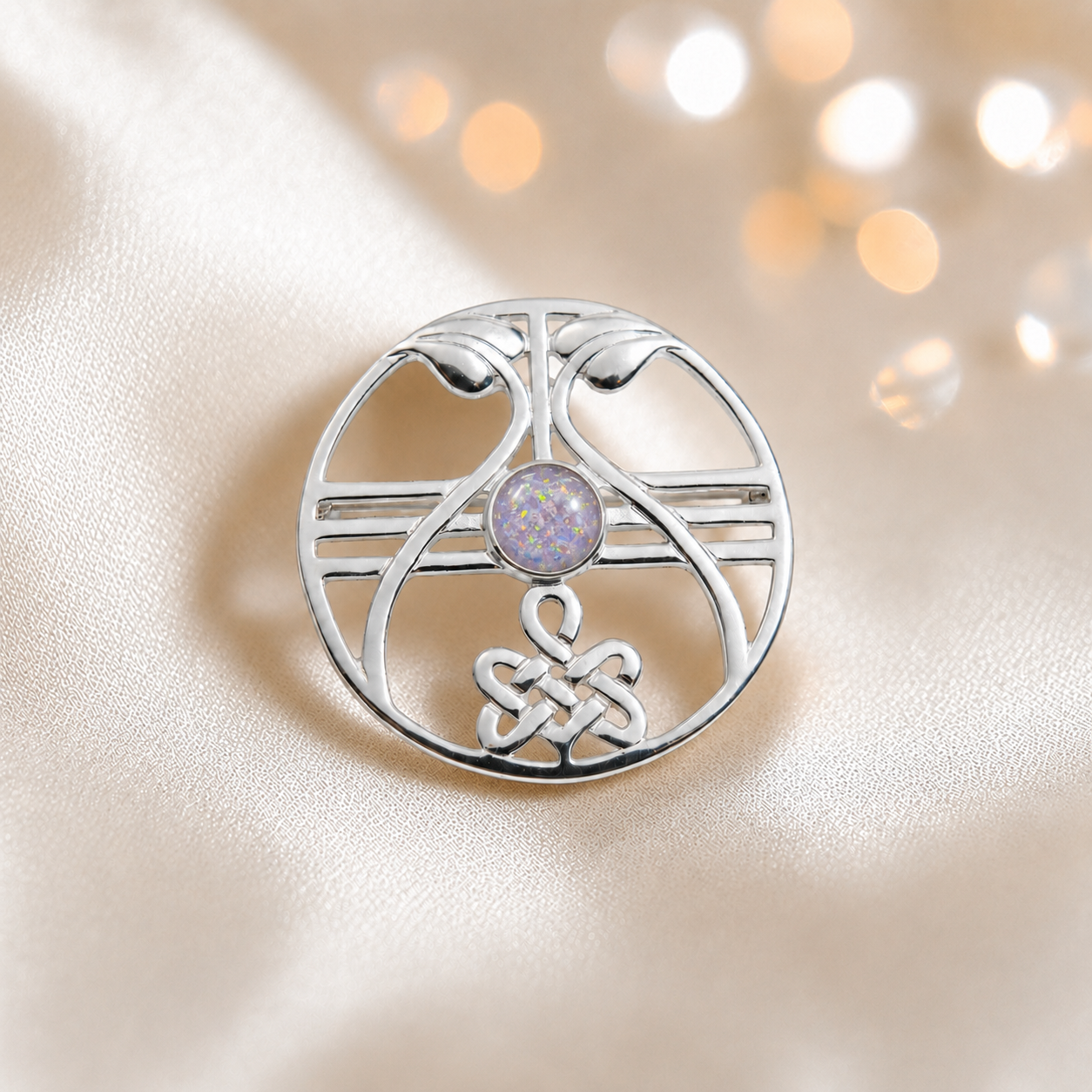 Avalon brooch - sterling silver ashes memorial brooch in unicorn purple, handcrafted in Lancashire UK - by Keepsake Memorial Jewellery