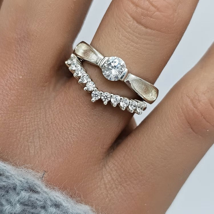 Solid silver solitaire ring with CZ stone