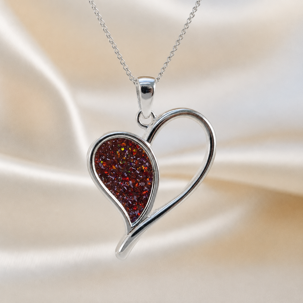 Elnath heart ashes pendant in copper mocha, handcrafted in Lancashire UK