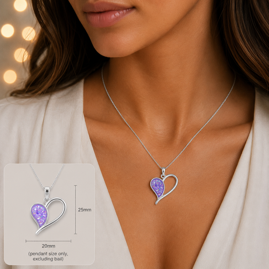 Elnath silver open heart memorial pendant, handcrafted in lancashire, uk