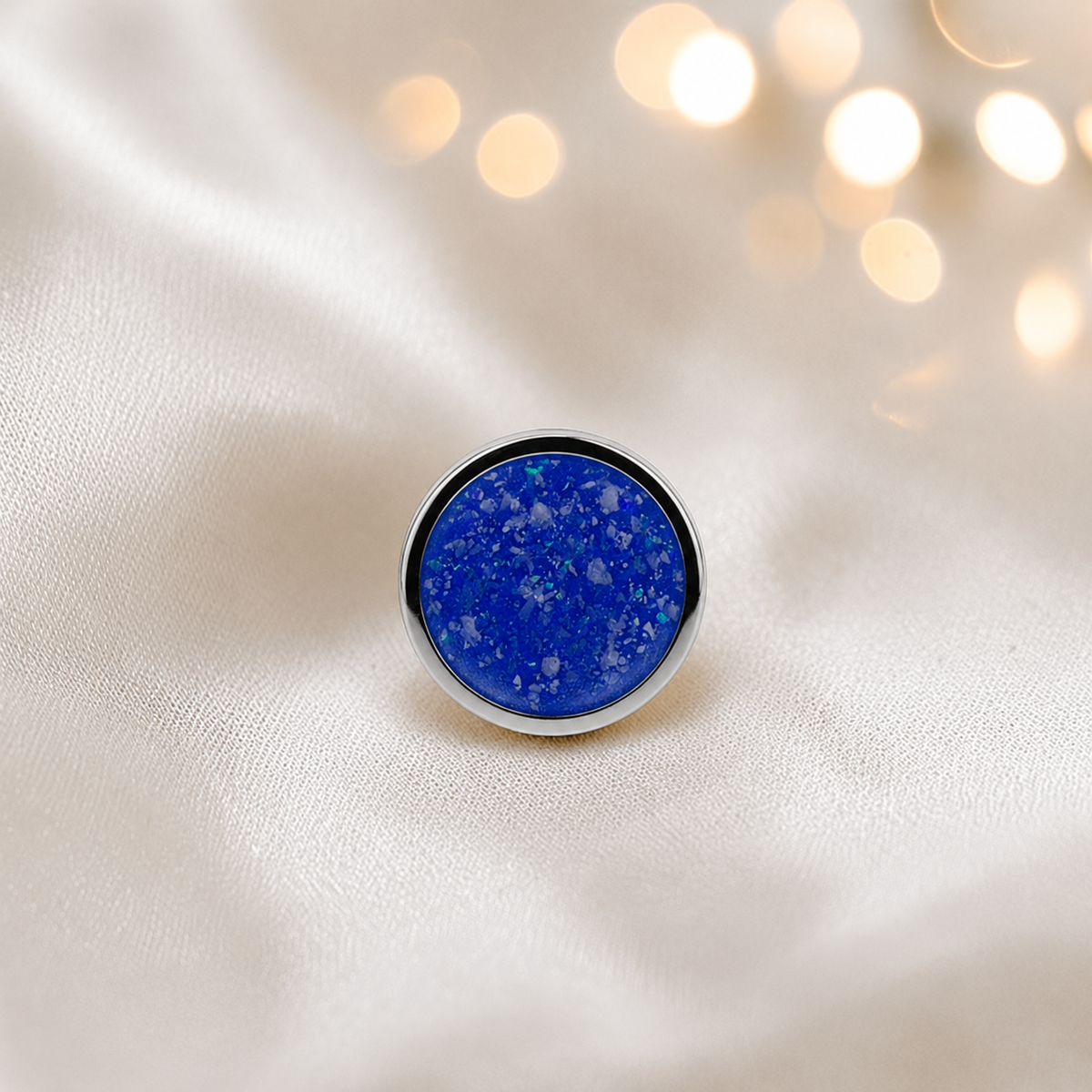 The Guardian Pin β stainless steel ashes memorial pin badge in royal blue, handcrafted in Lancashire, UK - by Keepsake Memorial Jewellery