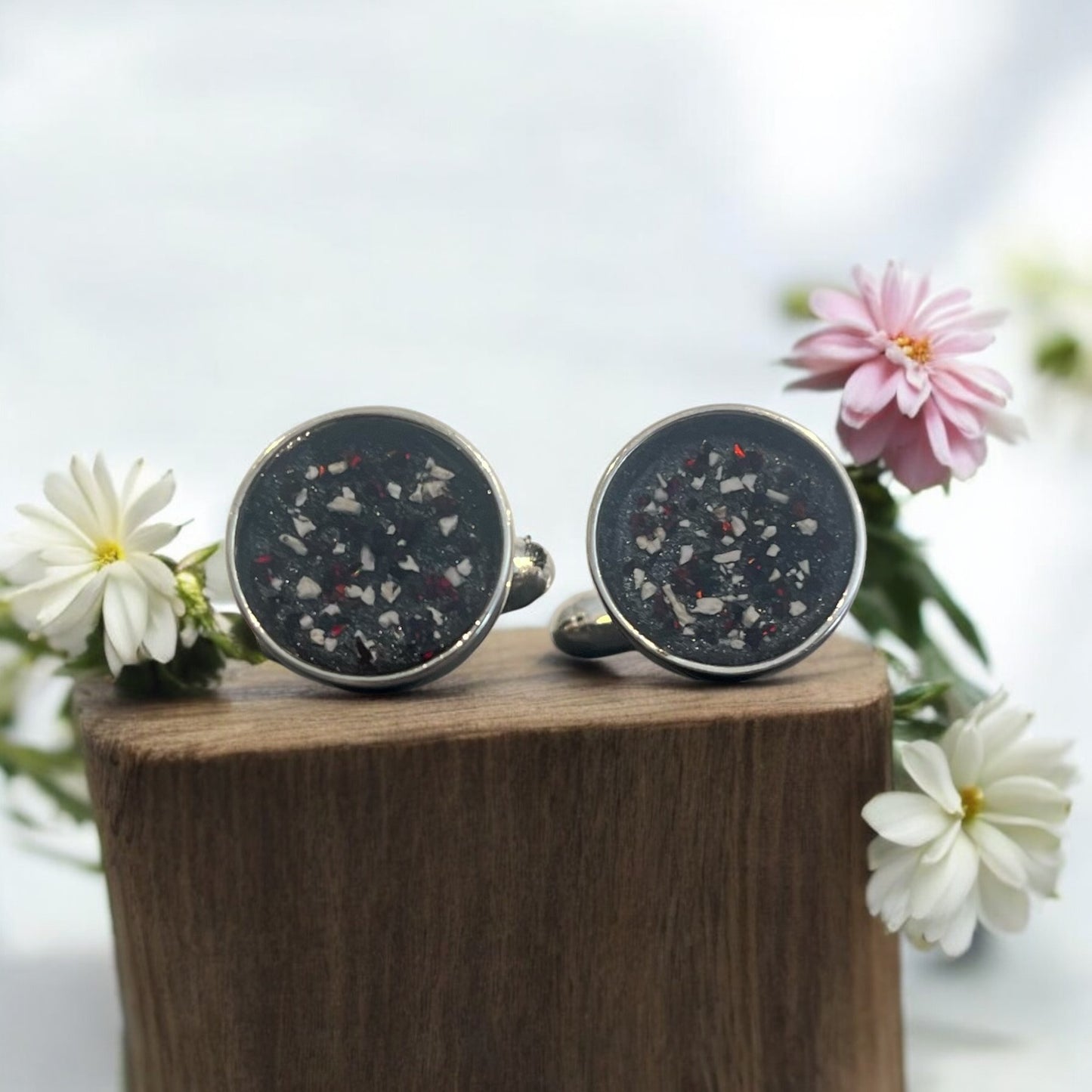 Stunning Round Solid 925 Silver Cufflinks 13.8mm