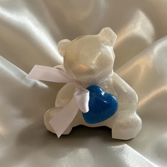 Keepsake Memorial Resin Angel Bear Ashes Ornament - Heaven's Little Bear, handcrafted in Lancashire