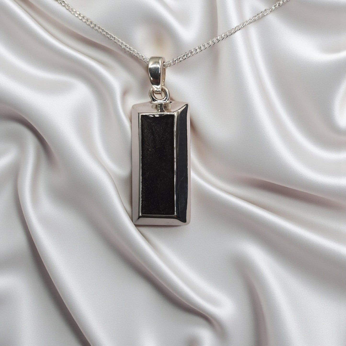 Handcrafted memorial ashes pendant in sterling silver, made in Lancashire
