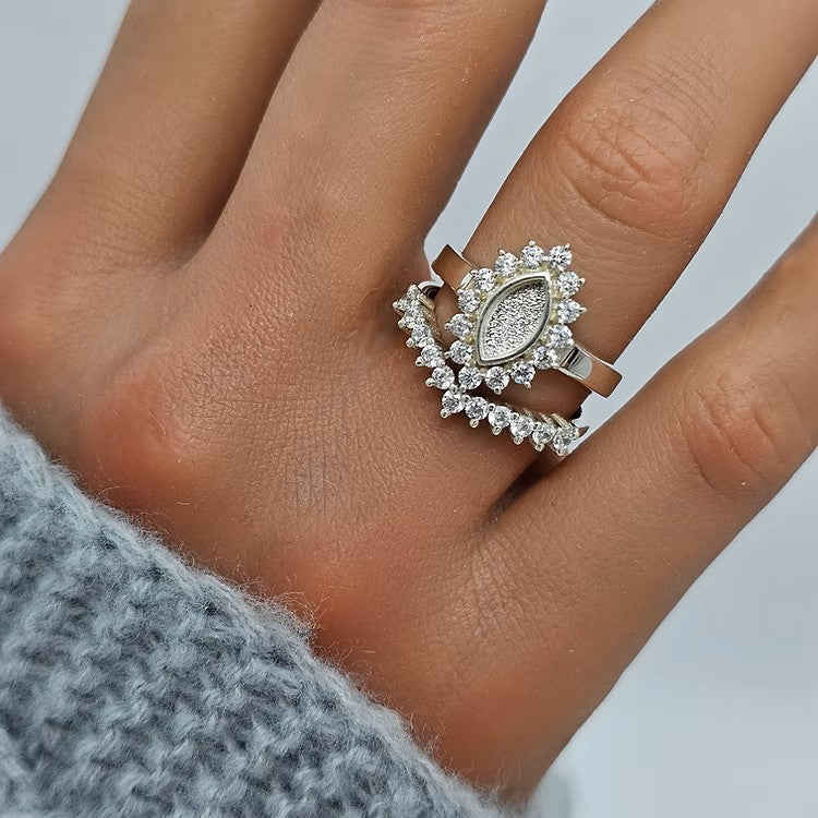 Stunning Solid 925 Silver Princess Marquise CZ Ring