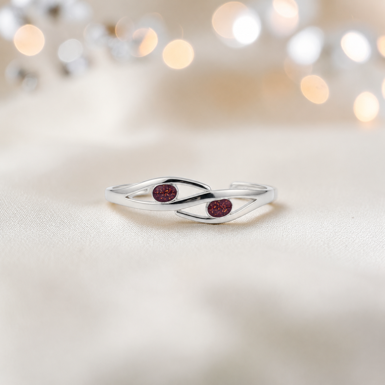 Thalia memorial bangle with two stones, in copper mocha, handcrafted in Lancashire UK - by Keepsake Memorial Jewellery