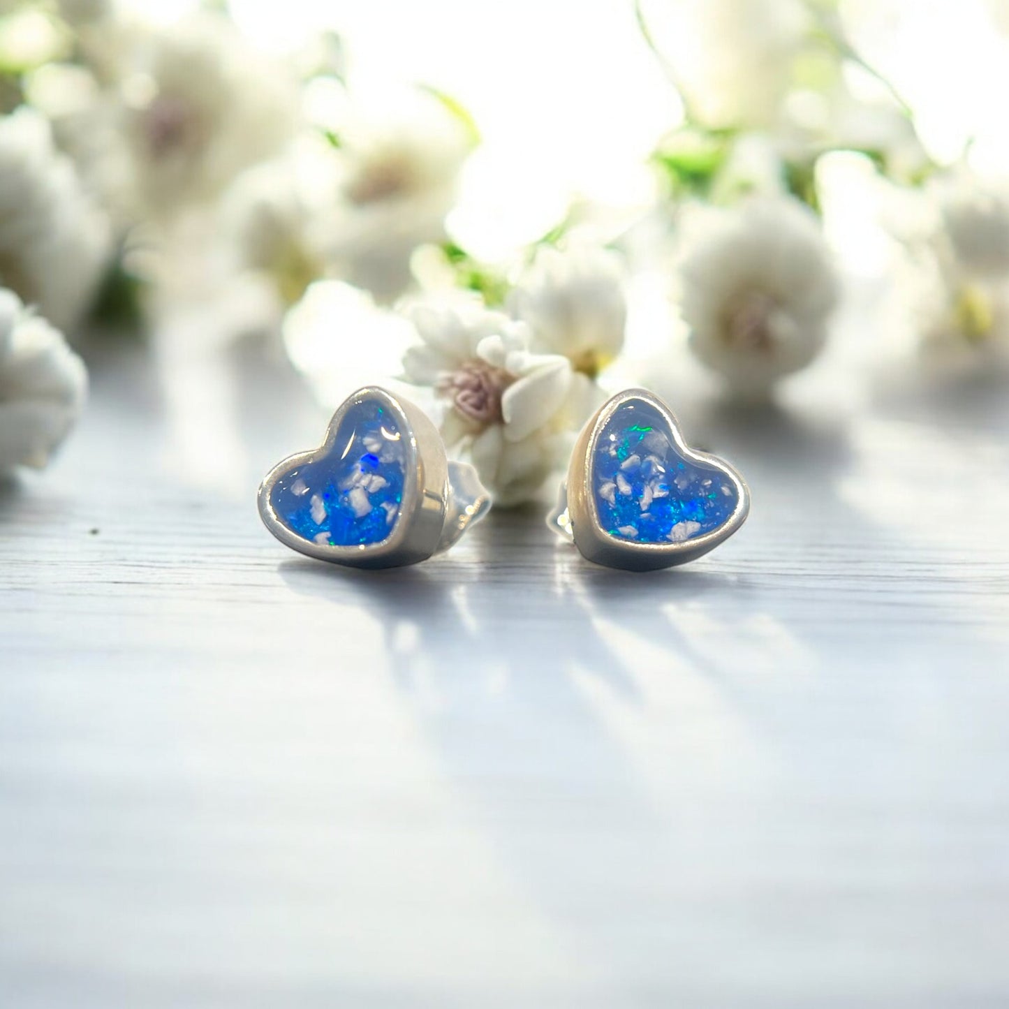 Small Silver Heart Studs