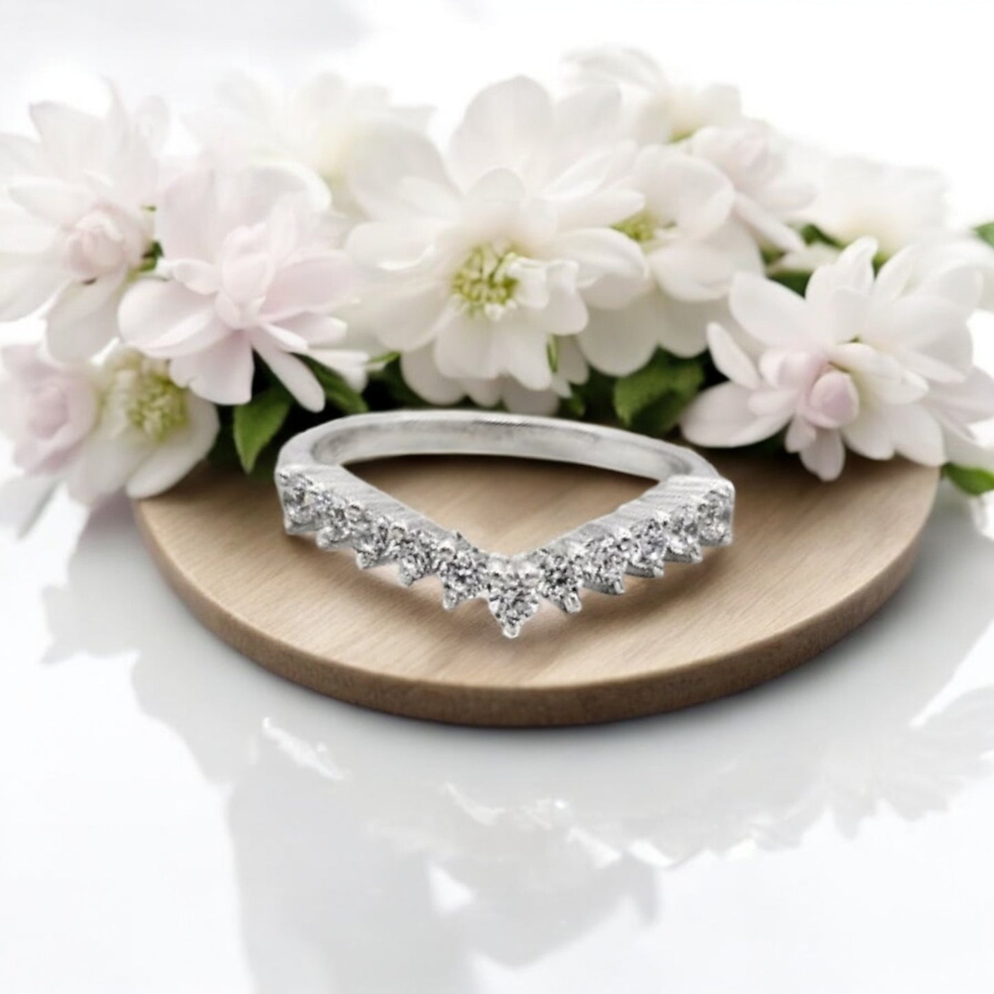 Solid Silver 6mm round Ring setting, with two cz stones