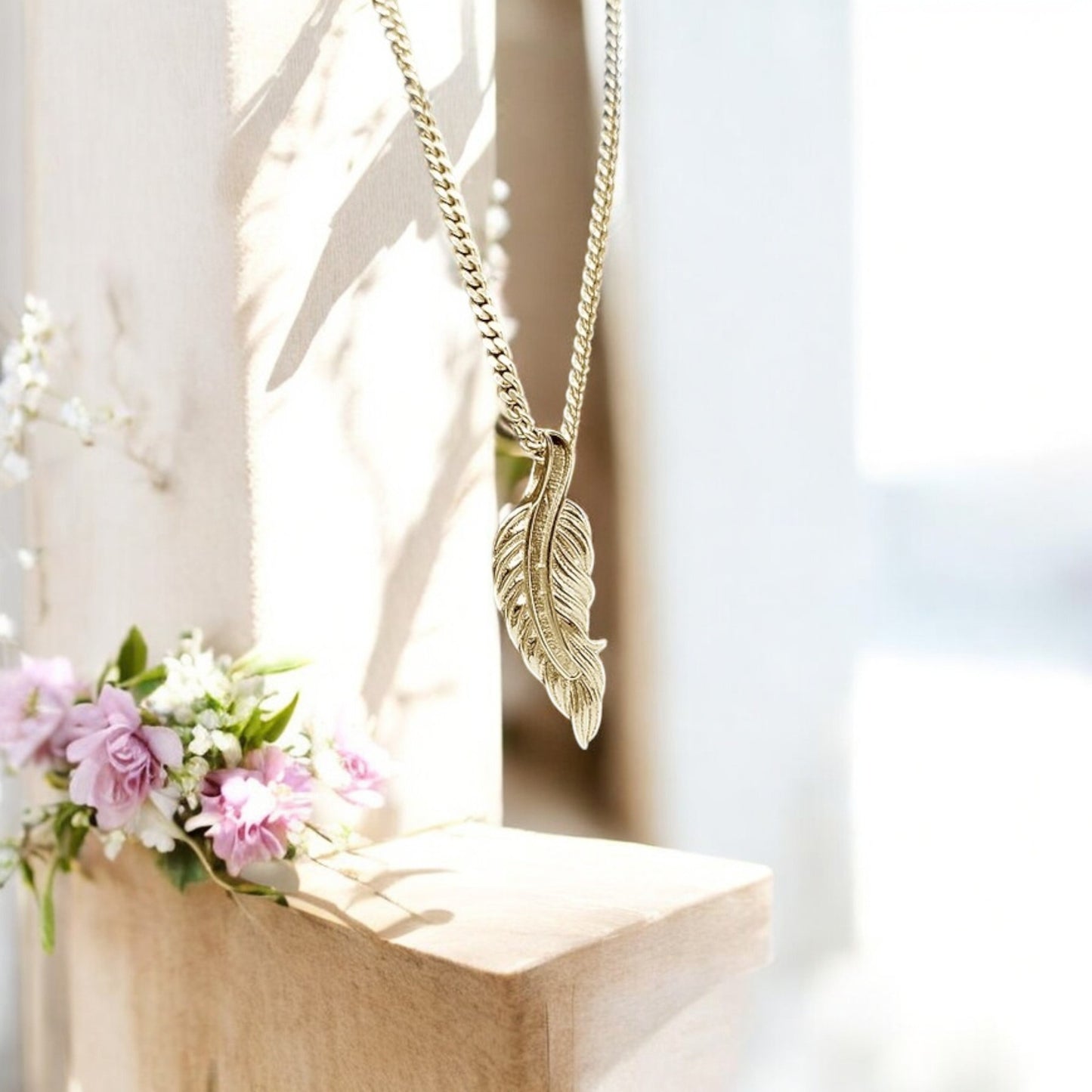9K Gold Feather pendant *MADE TO ORDER*