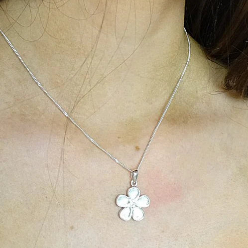Pretty Solid Silver Forget Me Not Pendant