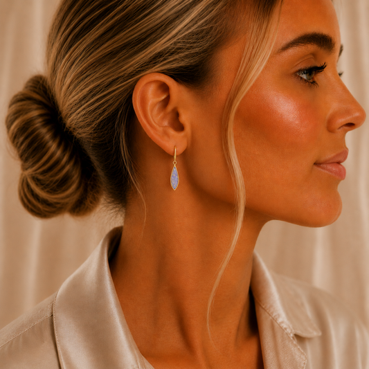 Luz 9ct gold tear drop earrings, handcrafted in Lancashire, UK – by Keepsake Memorial Jewellery
