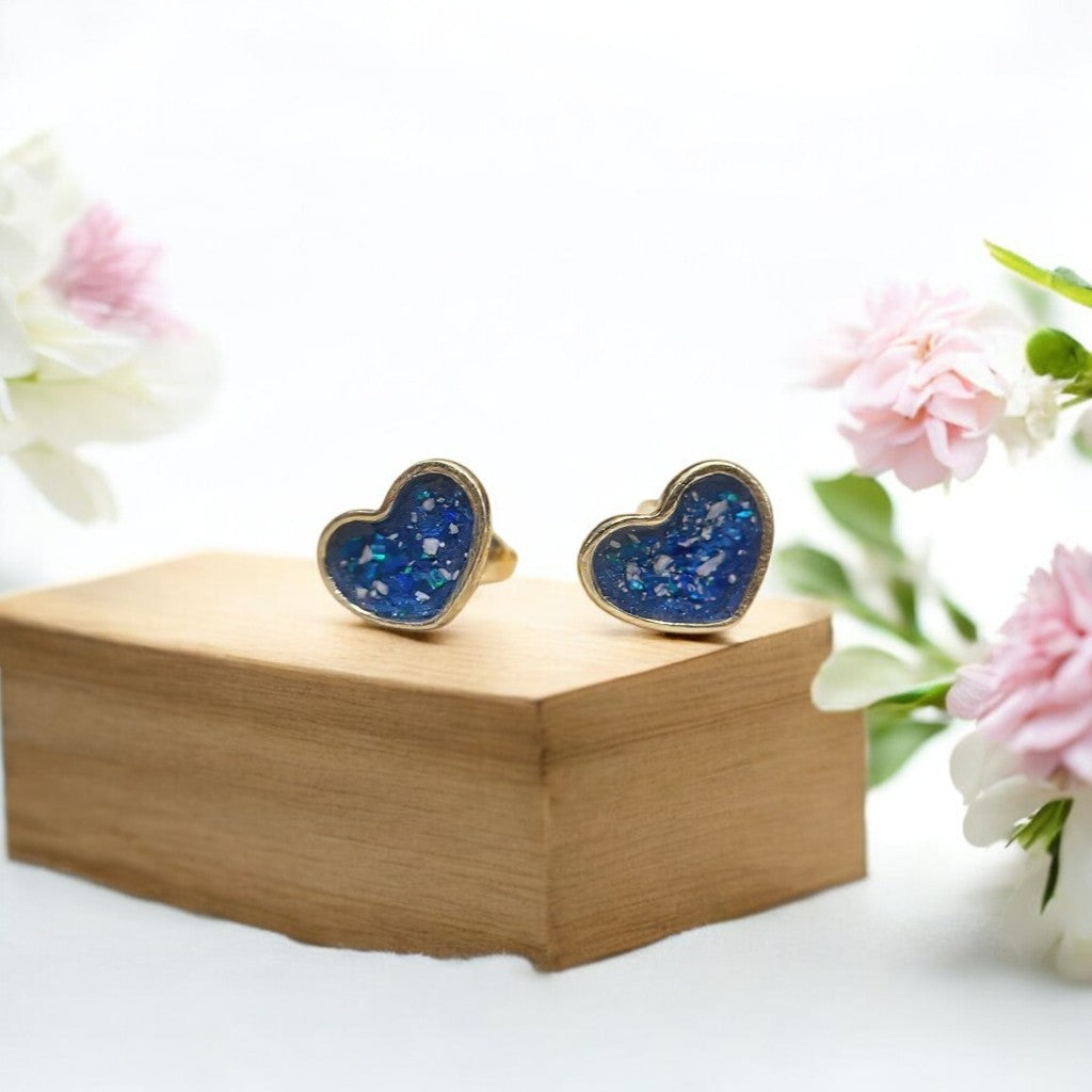 Solid 9ct Gold Heart Stud earrings