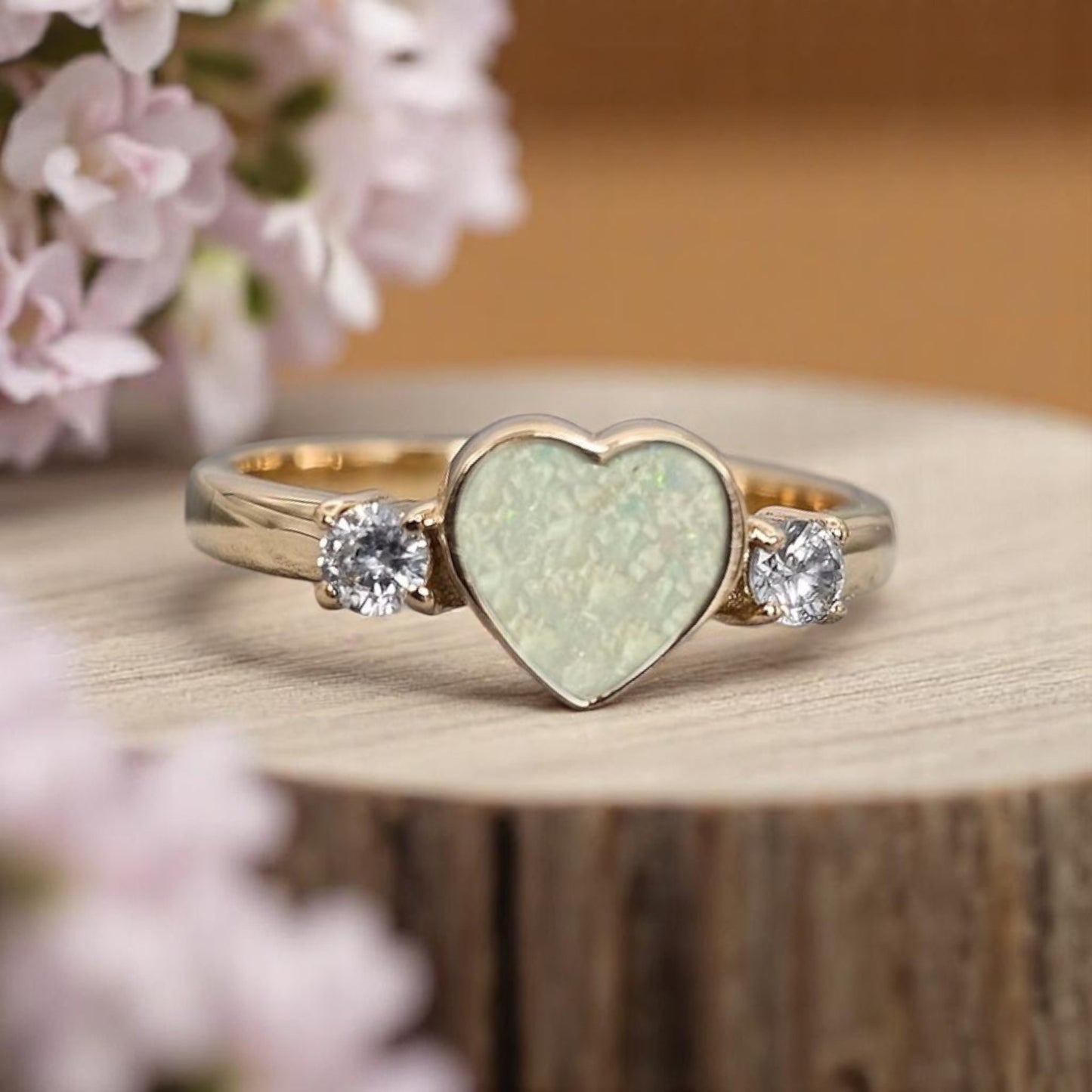 ***NEW***9K Gold CZ Heart Double Gem Bezel Ring