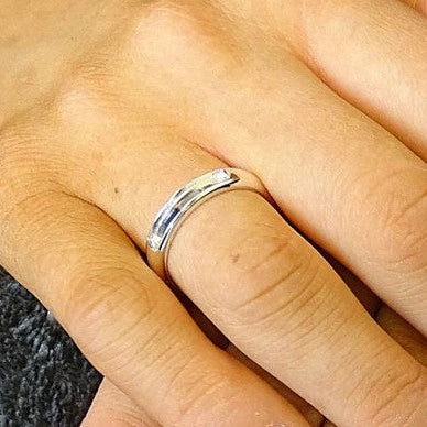 Solid 925 Silver ladies half channel ring