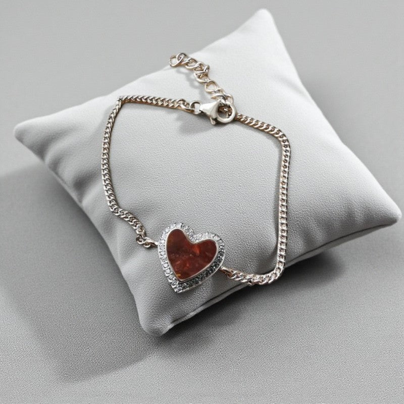 Silver crystal heart memory bracelet, handcrafted in Lancashire, UK