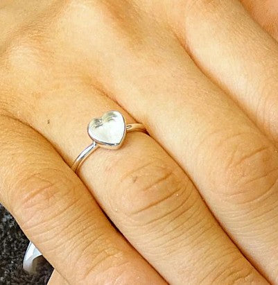 Simple solid 925 silver Heart Stacker Ring