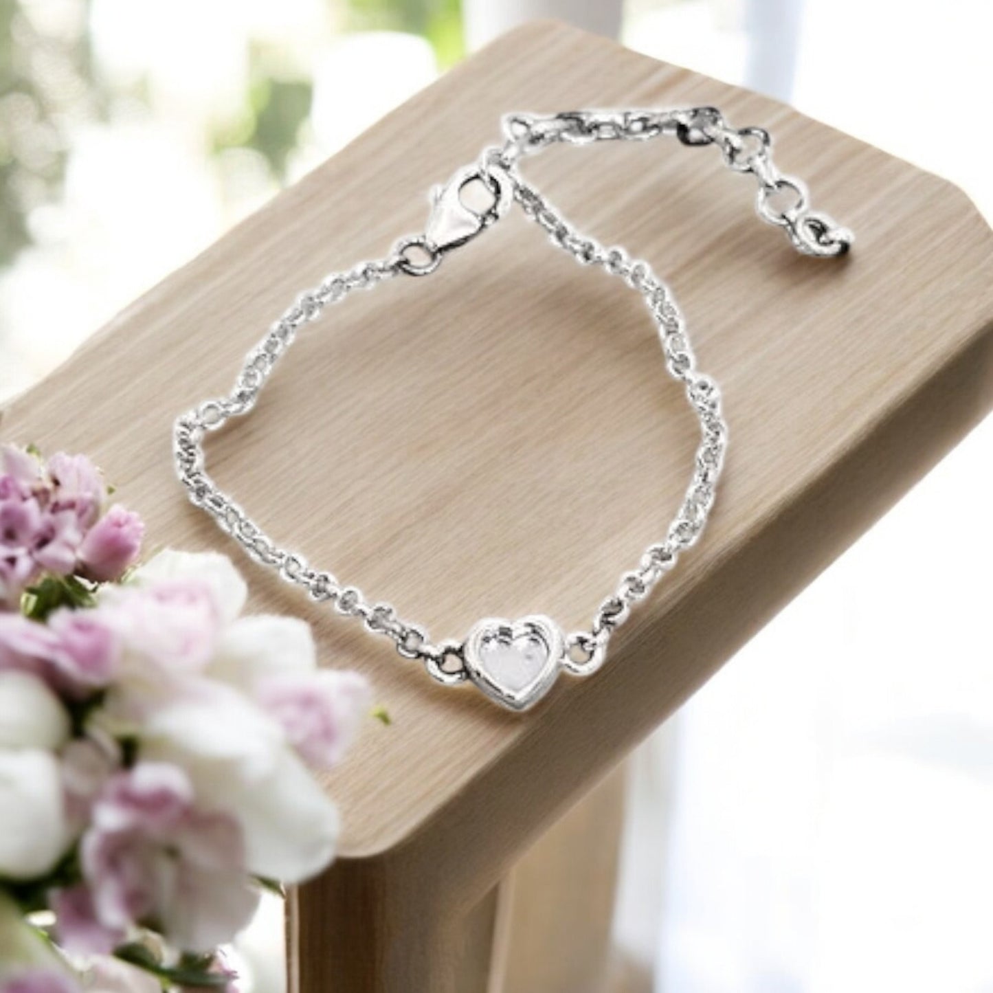 ***NEW***Mini Heart Charm Belcher 925 Silver Bracelet