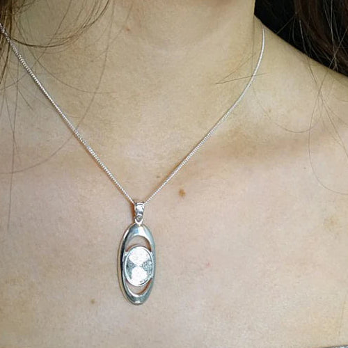 Solid 925 Silver Hoop Pendant