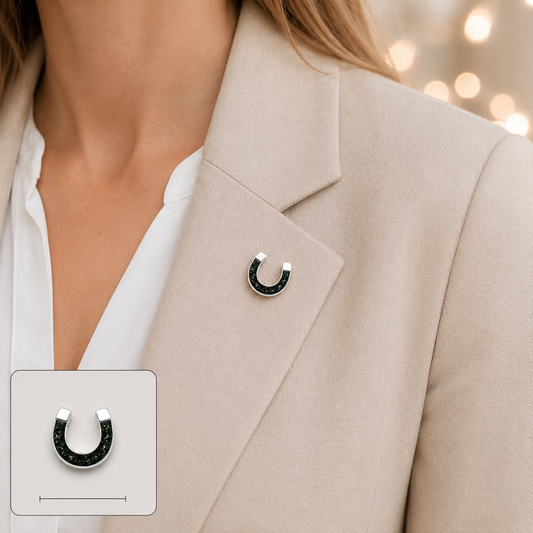 Midnight Stock Pin — silver horseshoe ashes memorial stock pin, handcrafted in Lancashire, UK - by Keepsake Memorial Jewellery