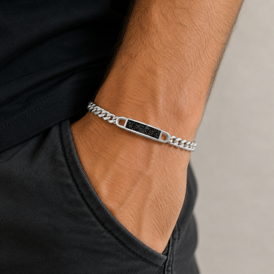 Lumena unisex silver memorial bracelet, handcrafted in Lancashire UK - by Keepsake Memorial Jewellery