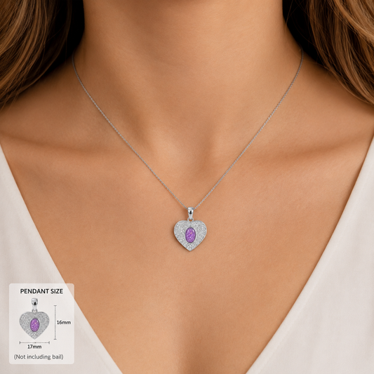 silver heart cz memorial pendant, handcrafted in Lancashire uk