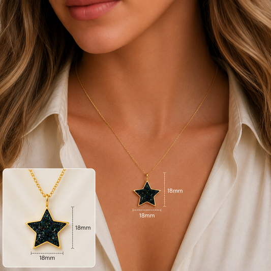 Black Flame Merak Star 9ct gold pendant, handcrafted in Lancashire UK β by Keepsake Memorial Jewellery