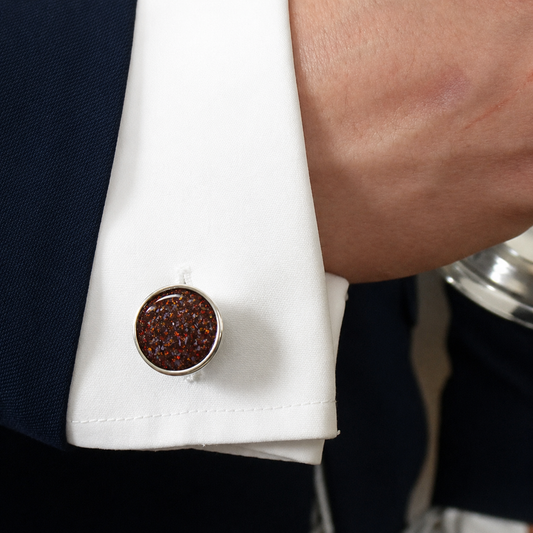 Silver Eterna memorial ashes cufflinks, handcrafted in Lancashire UK