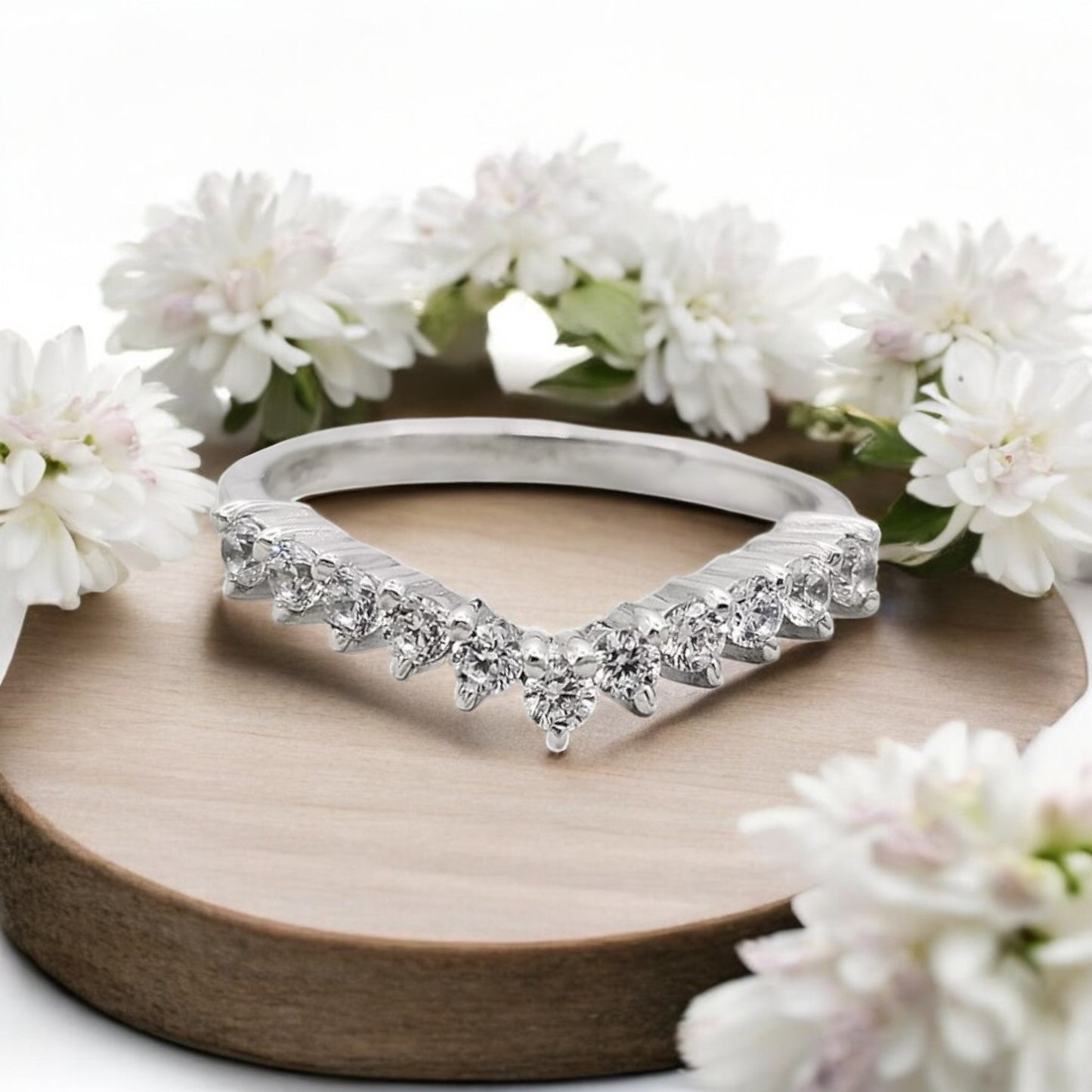 Solid Silver Heart ring with Double cz stones