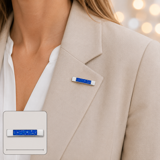Venus Stock Pin — silver bar ashes memorial pin, handcrafted in Lancashire, UK - by Keepsake Memorial Jewellery
