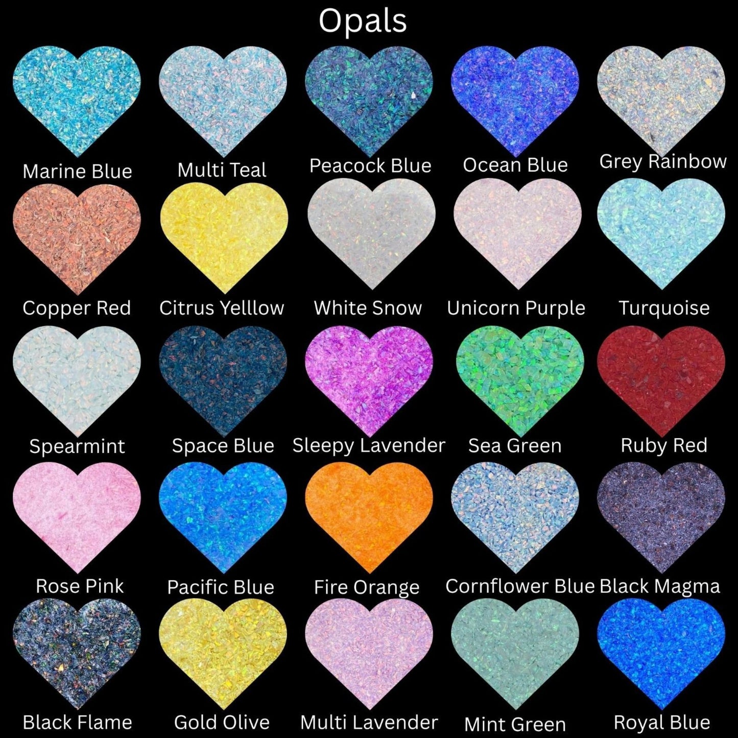 Opal colour inclusion options for memorial jewellery by Keepsake Memorial Jewellery