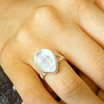 Solid 925 Silver Teardrop Ring