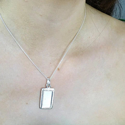 Solid 925 Silver Rectangular Pendant