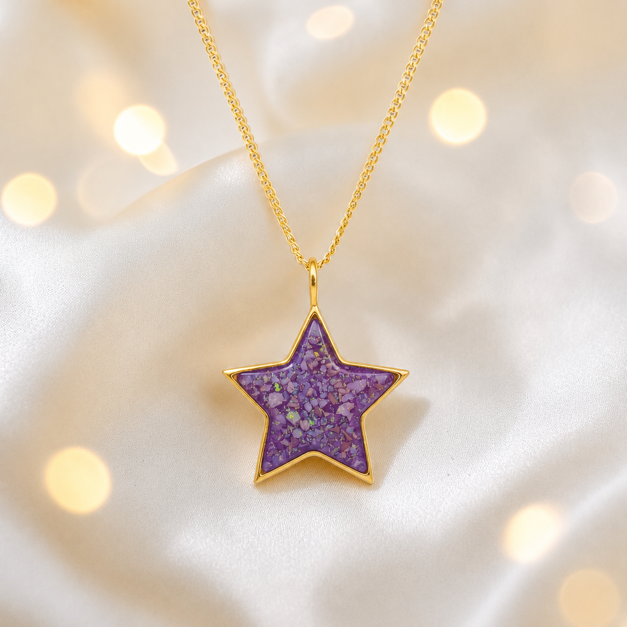 Rose Pink Merak Star 9ct gold pendant, handcrafted in Lancashire UK – by Keepsake Memorial Jewellery