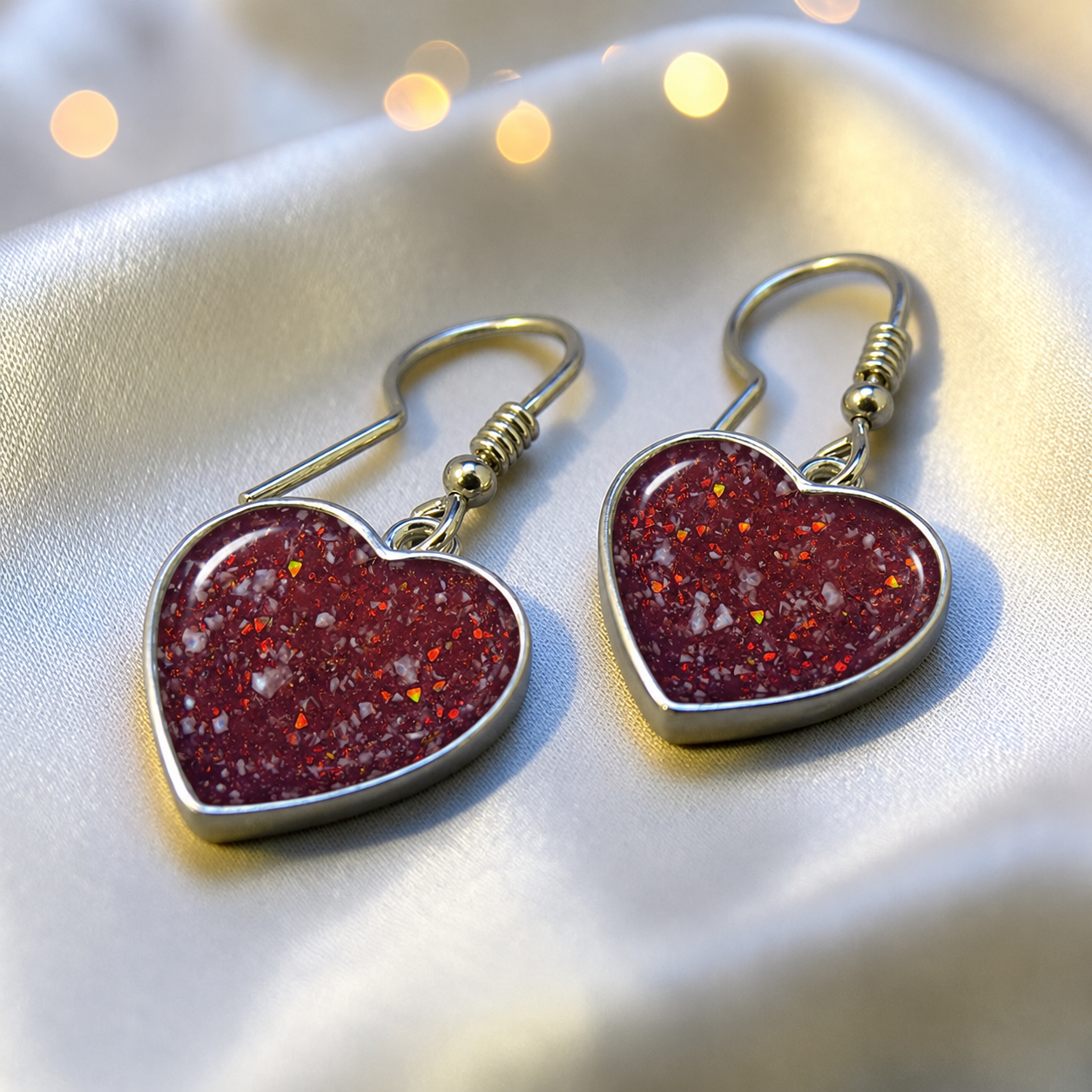 Keepsake Memorial Silver Ladies Heart Ashes Earrings - Whispers Of Love