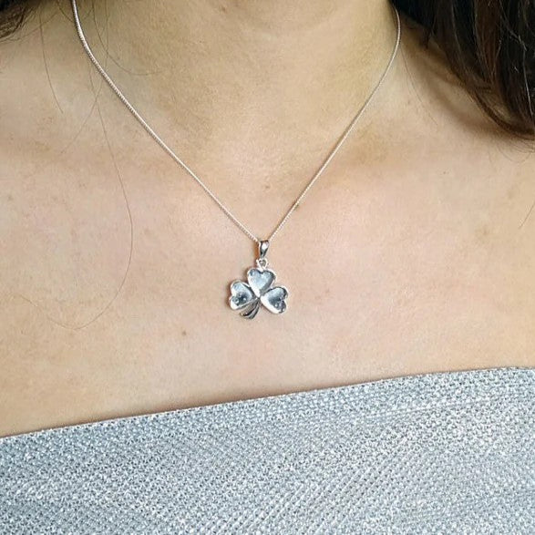 Solid 925 Silver Shamrock Pendant