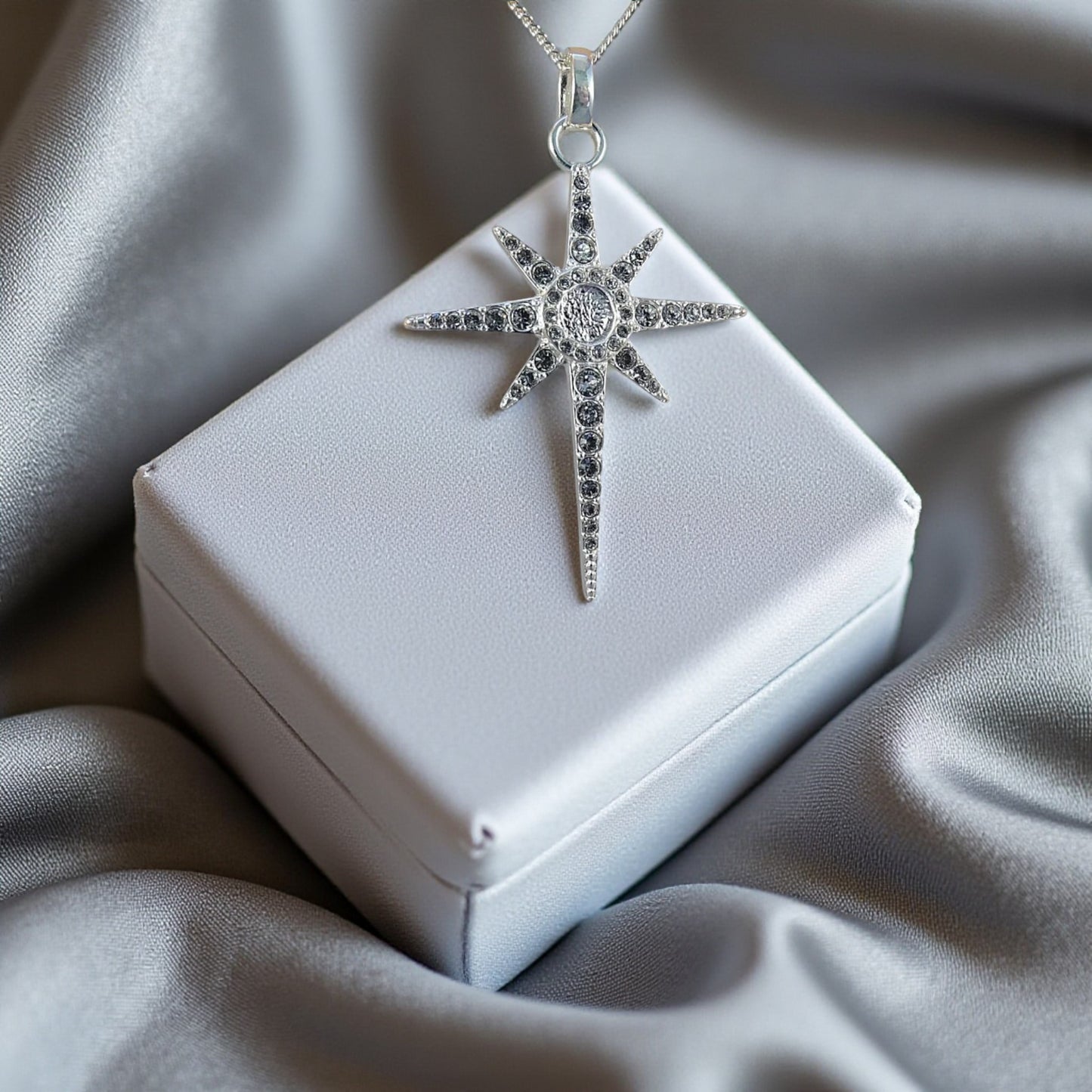 Silver star memorial pendant, handcrafted in Lancashire, UK