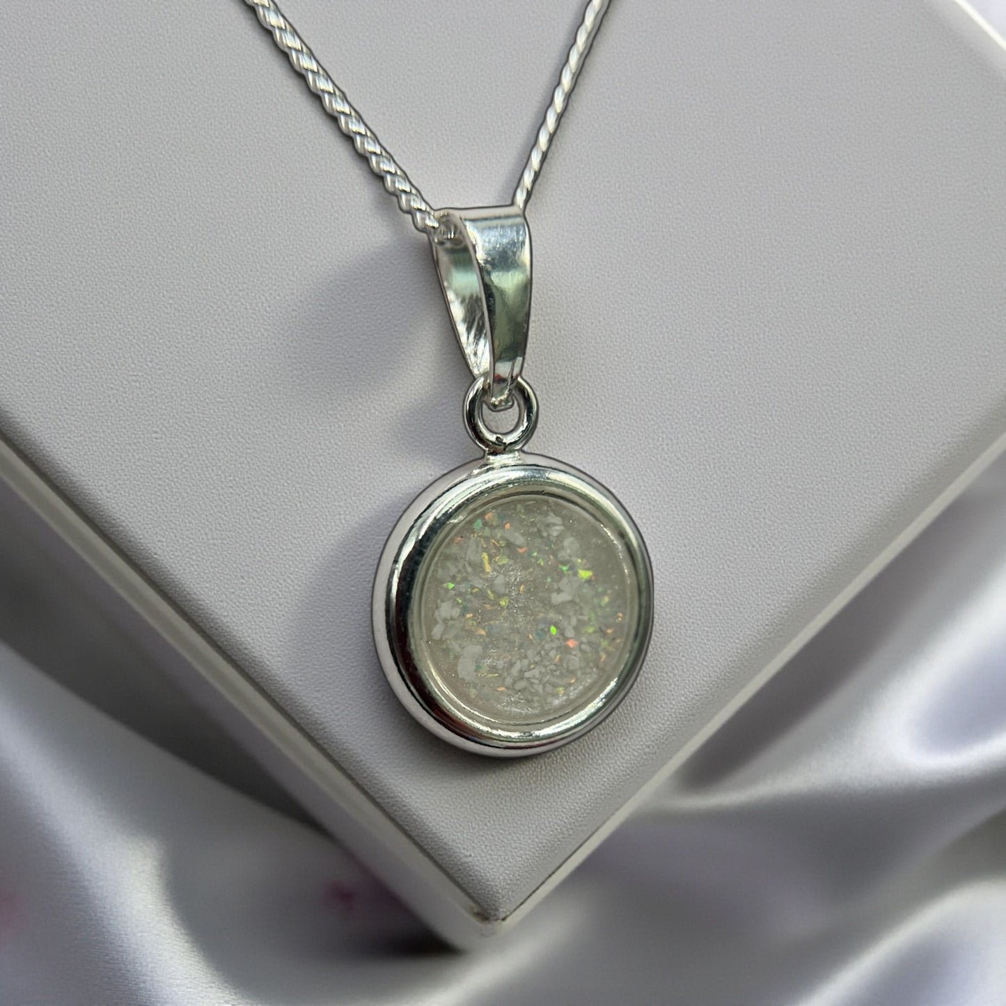 Silver round keepsake pendant, handcrafted in Lancashire, UK