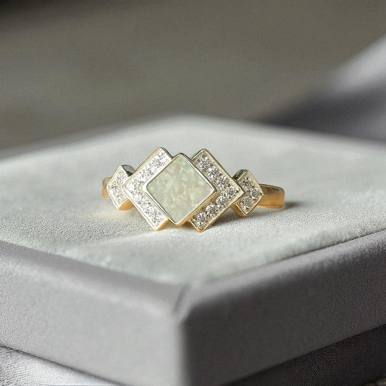 Silver Art Deco style memorial keepsake ring, handcrafted in Lancashire, UK